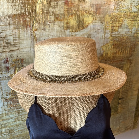 PASSIONART Handmade fine straw bolero style Hat with brim beading - Picture 4 of 13